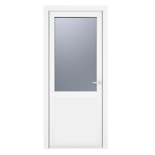 PVC-U Single Door 1 Panel Obscure Glazed Left Hand 840 x 2090 mm White