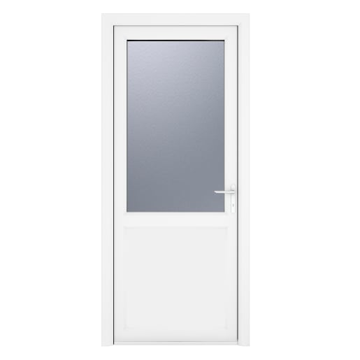 PVC-U Single Door 1 Panel Obscure Glazed Left Hand 890 x 2090 mm White