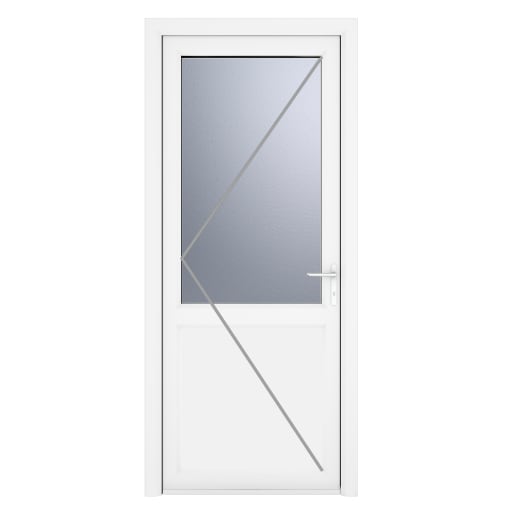 PVC-U Single Door 1 Panel Obscure Glazed Left Hand 890 x 2090 mm White
