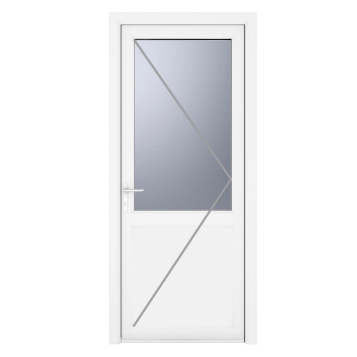 PVC-U Single Door 1 Panel Obscure Glazed Right Hand 890 x 2090 mm White
