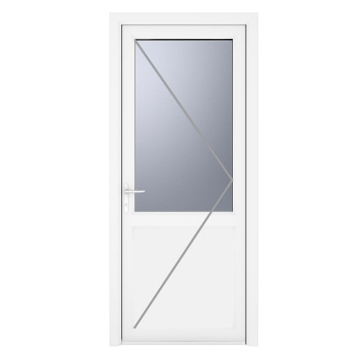 PVC-U Single Door 1 Panel Obscure Glazed Right Hand 920 x 2090 mm White