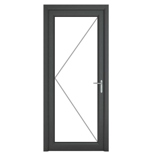 PVC-U Single Door Glazed Left Hand 840 x 2090 mm Grey/White