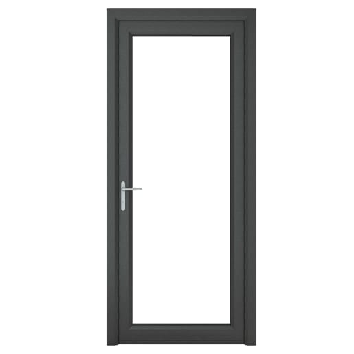 PVC-U Single Door Glazed Right Hand 840 x 2090 mm Grey/White