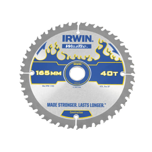 Irwin 40T Weldtec Cordless Circular Saw Blade 165mm