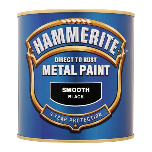 Hammerite Direct to Rust Metal Paint Smooth Finish Black 5 Litres