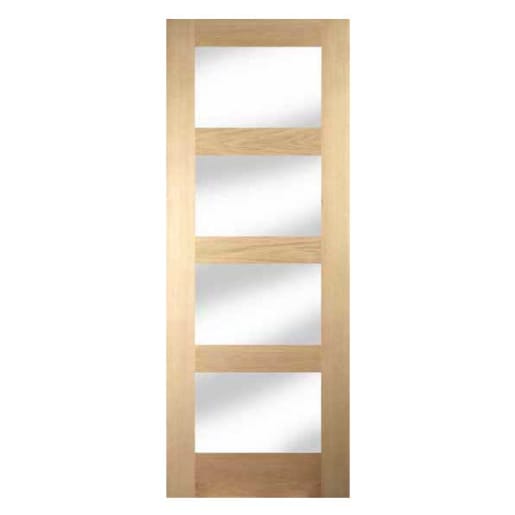 Jewson FSC Oak Door 4-Panel Shaker Clear Glazed 838 x 1981mm