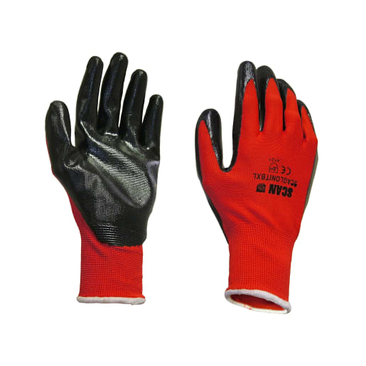 Scan Palm Dipped Nitrile Gloves L Red