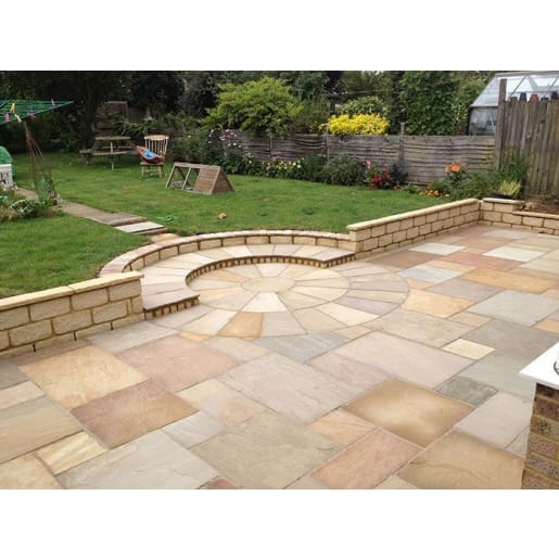 Marshalls Indian Sandstone Standard Circle Kit Paving 6.3m² Buff Multi