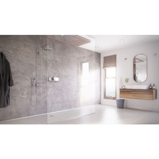 Showerwall Square Cut Shower Wall Panel 2440 x 1200mm Apollo Marble