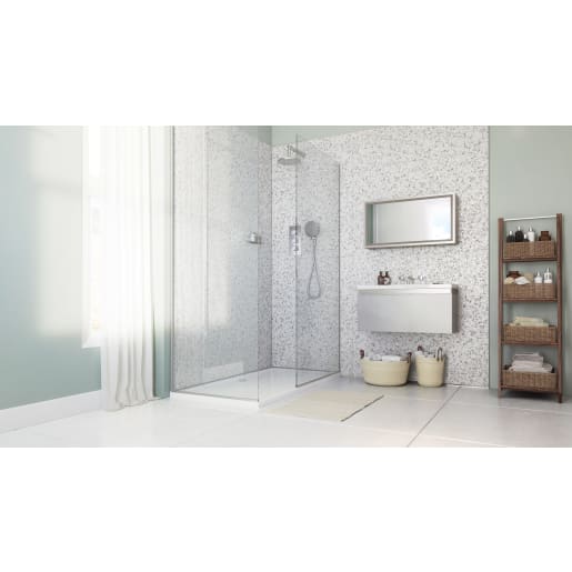 Showerwall Fin Proclick Shower Wall Panel 2440 x 600mm Grey Terrazzo