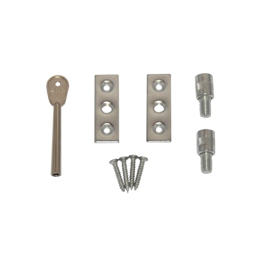 ERA Sash Window Stop with Standard Keys 51 x 17mm Satin Pack of 2