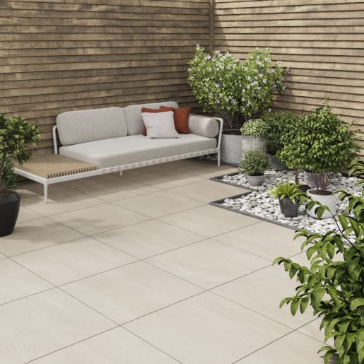 Terralis Dallas Outdoor Porcelain Tiles Cream 600x600x20mm