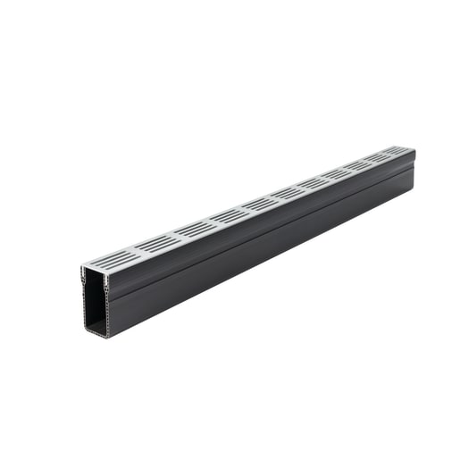 ACO Threshold Drain Drainage Channel Assembly with Silver Aluminium Grating 1000mm A 15