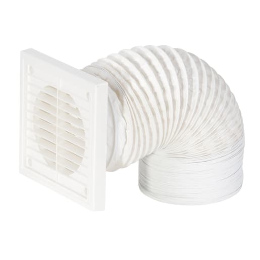 Airflow 100mm x 3m Flexible Duct Kit with a Square White Grille