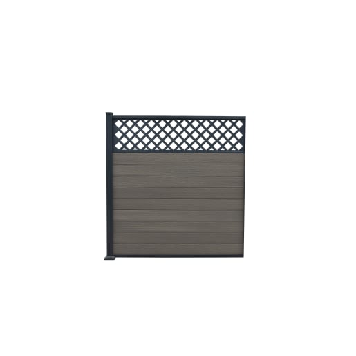 Piranha Bolt Down Composite Fence Kit with Diagonal Trellis 1800mm Antique Grey 