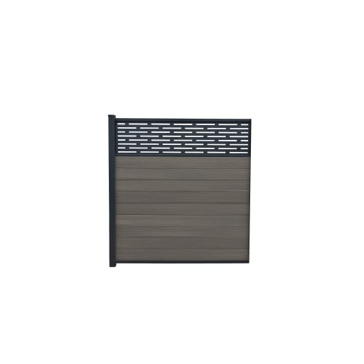Piranha In-Ground Composite Fence Kit with Horizontal Trellis 1800mm Antique Grey