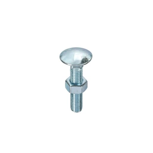 M6 Carriage Bolt & Nut 50mm Bright Zinc Plated