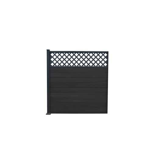 Piranha Bolt Down Composite Fence Kit with Diagonal Trellis 1800mm Black Carbon