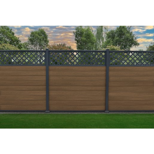 Piranha Bolt Down Composite Fence Kit with Diagonal Trellis 1800mm Brown Cedar