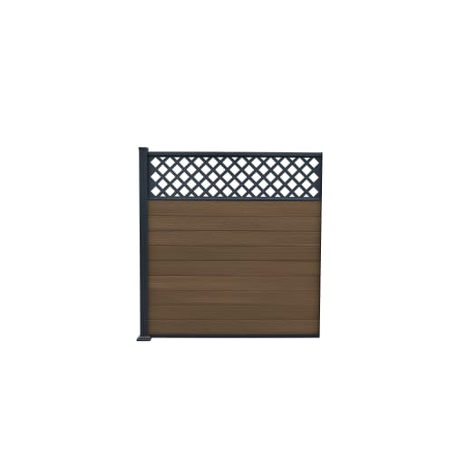 Piranha Bolt Down Composite Fence Kit with Diagonal Trellis 1800mm Brown Cedar