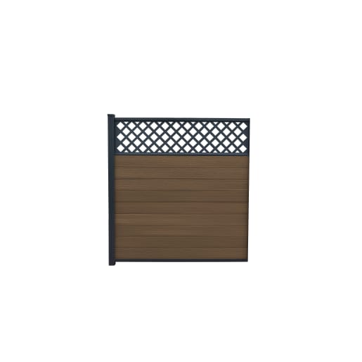 Piranha In-Ground Composite Fence Kit with Diagonal Trellis 1800mm Brown Cedar