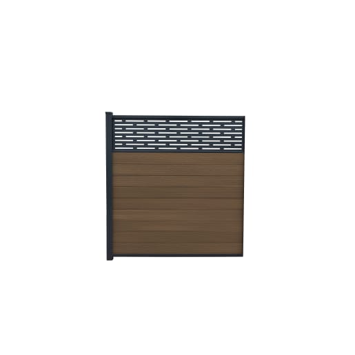 Piranha In-Ground Composite Fence Kit with Horizontal Trellis 1800mm Brown Cedar