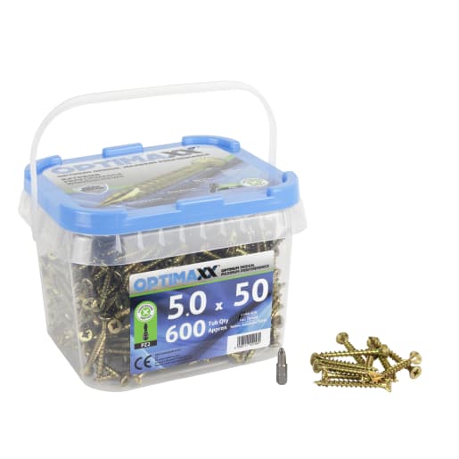 Optimaxx Extreme Performance Wood Screw Maxxtub 5.0 x 50mm Tub of 600