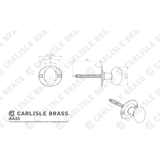 Carlisle Brass Oval Thumb Turn with Release 36mm Polished Chrome