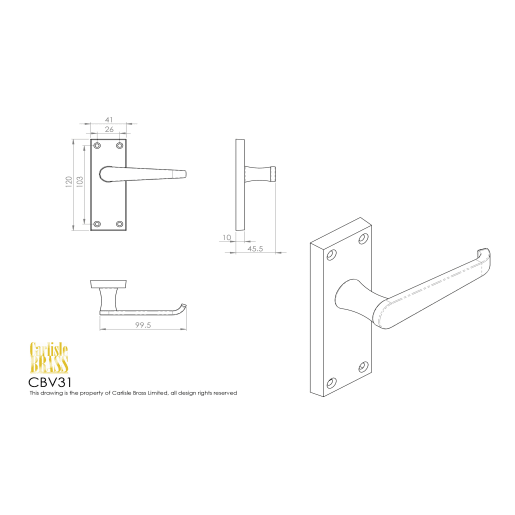 Carlisle Brass Contract Victorian Lever Latch Handle Polished Brass