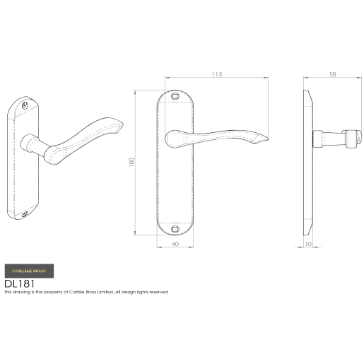 Carlisle Brass Andros Door Latch Lever on Backplate Polished Brass