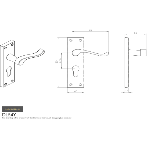 Carlisle Brass Victorian Scroll Lever on Euro Lock Backplate Polished Chrome