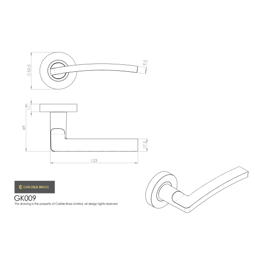 Carlisle Tavira Lever on Rose Latch Pack Polished Chrome