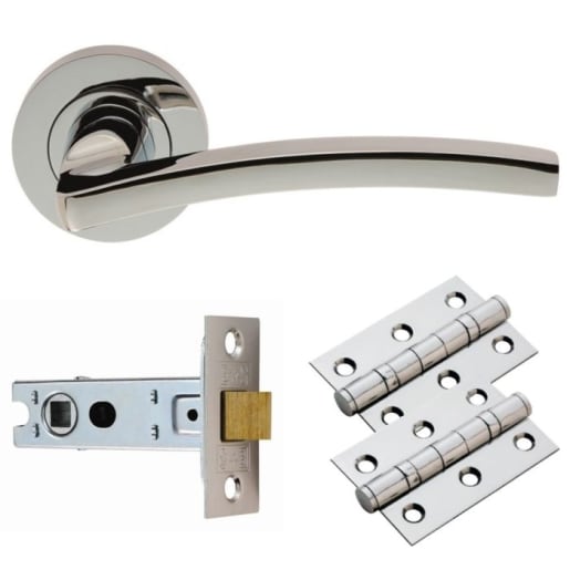 Carlisle Tavira Lever on Rose Latch Pack Polished Chrome