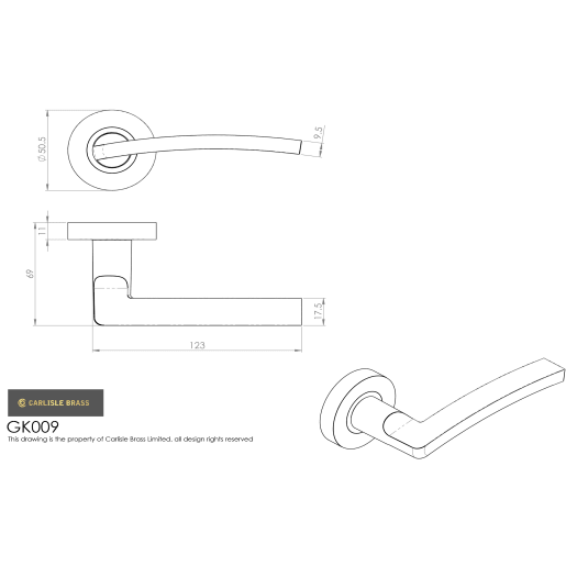 Carlisle Tavira Lever on Rose Latch Pack Polished Chrome