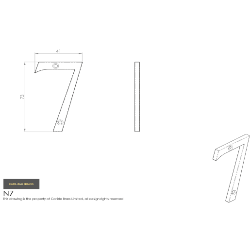 Carlisle Brass Numeral '7' Face Fix Number 76mm Polished Chrome