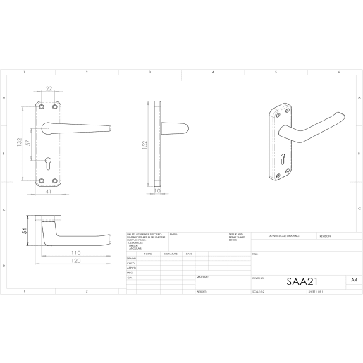 Carlisle Brass Lever Lock on Backplate Satin Anodised Aluminium