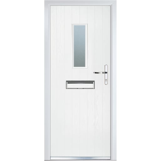 Crystal Cottage Composite Door 920 x 2055mm Long Glass RL Obscure Glazed White