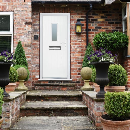 Crystal Cottage Composite Door 920 x 2055mm Long Glass RL Obscure Glazed White