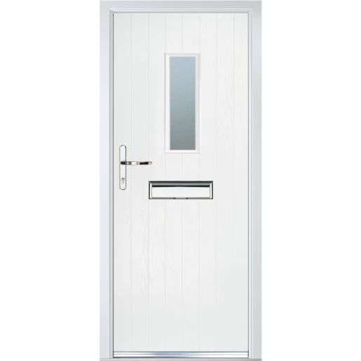 Crystal Cottage Composite Door 920 x 2055mm Long Glass RR  Obscure Glazed White