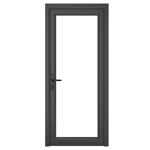 PVC-U Single Door Clear Glazed Right Hand 840 x 2090 mm Grey/White