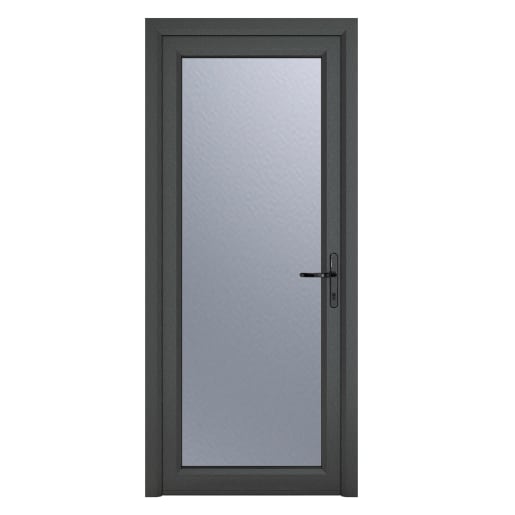 PVC-U Single Door Obscure Glazed Left Hand 840 x 2090 mm Grey/White