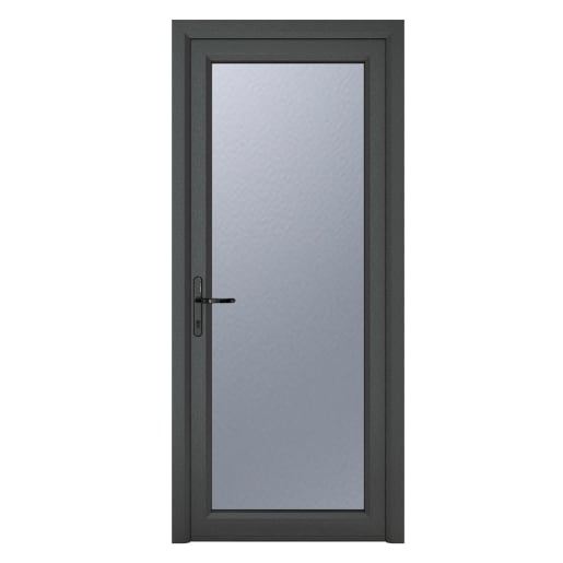 PVC-U Single Door Obscure Glazed Right Hand 840 x 2090 mm Grey/White
