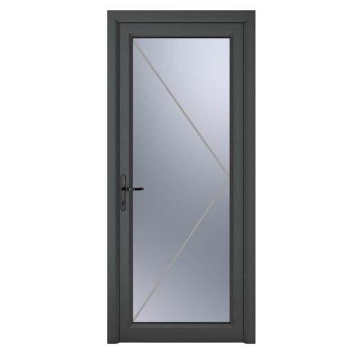 PVC-U Single Door Obscure Glazed Right Hand 840 x 2090 mm Grey/White