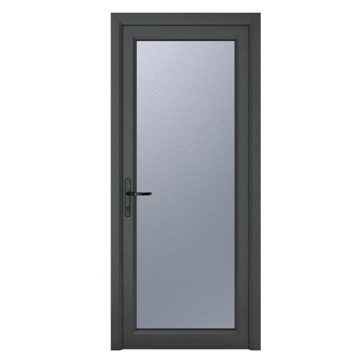 PVC-U Single Door Obscure Glazed Right Hand 920 x 2090 mm Grey/White