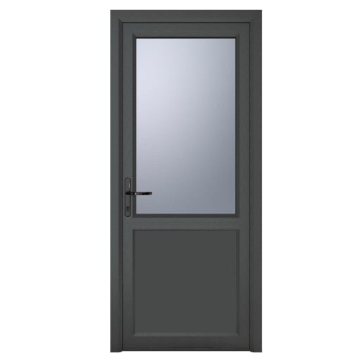 PVC-U Single Door 1 Panel Obscure Glazed Right Hand 890 x 2090 mm Grey/White