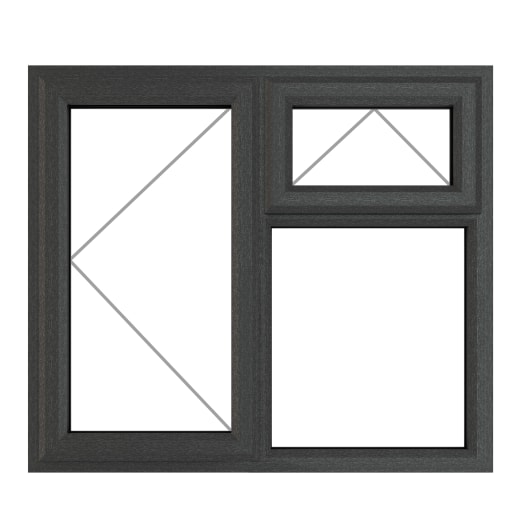 Crystal Triple Glazed Window Grey/White LH Top Hung 1040 x 1190mm Clear