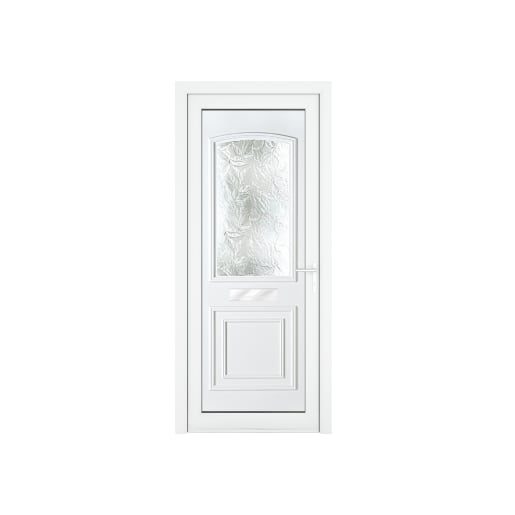 Crystal uPVC Front Door Two Panel Large Glass Balmoral White Left Hand Obscure Glass  920x2090mm