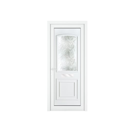 Crystal uPVC Front Door Two Panel Large Glass Balmoral White Right Hand Obscure Glass 920x2090mm