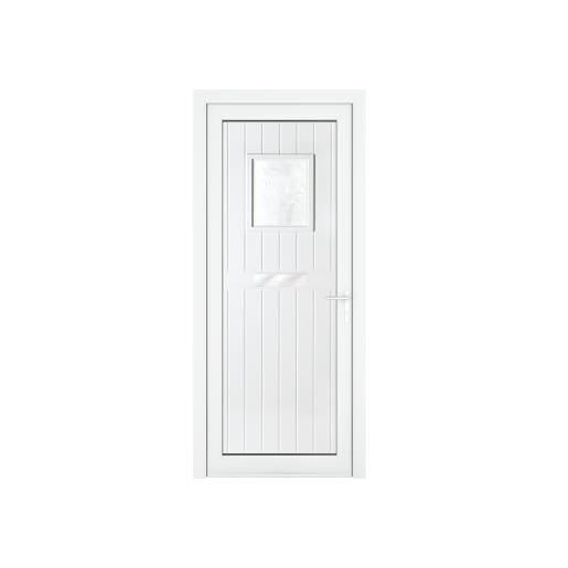 Crystal uPVC Front Door Small Square glass Chatsworth White Left Hand Obscure Glass 920x2090mm