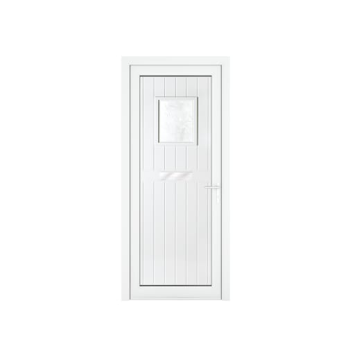 Crystal uPVC Front Door Small Square glass Chatsworth White Left Hand Obscure Glass 920x2090mm